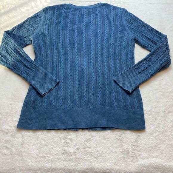 Eddie Bauer Blue Cable Knit Cardigan Sweater Size Medium - Picture 2 of 10